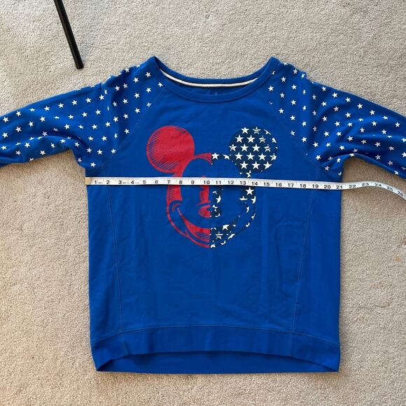 Disney Parks Mickey Mouse Stars Blue Lightweight Sweatshirt Size Large Patriotic - Picture 4 of 7